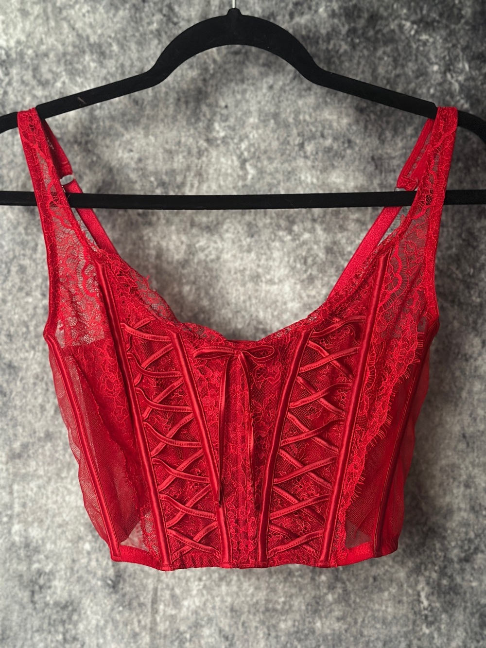 Victoria's Secret Red Lace Bustier Crop Top